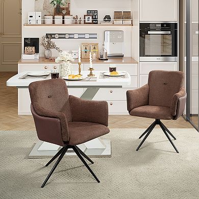 GOODSILO Modern Swivel Accent Chairs Set of Two with Upholstered Seats and Metal Base