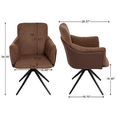GOODSILO Modern Swivel Accent Chairs Set of Two with Upholstered Seats and Metal Base