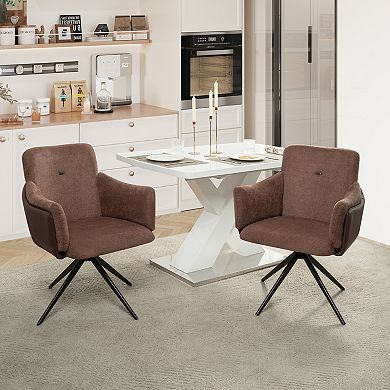 GOODSILO Modern Swivel Accent Chairs Set of Two with Upholstered Seats and Metal Base