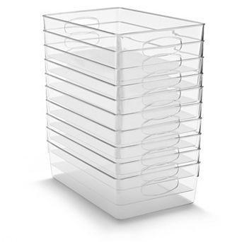Sorbus 10 Pack Xlarge Clear Plastic Storage Bins with Handle - Perfect for kitchen, bathroom & more