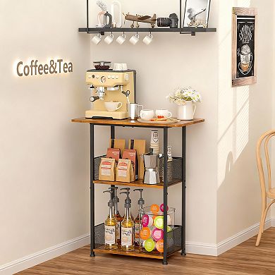 3-Tier Mini Coffee Bar Table for Home Use