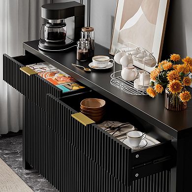 55" Fluted Wood Sideboard with Adjustable Shelves