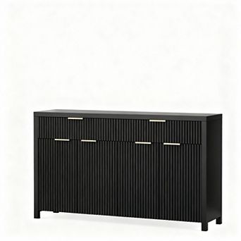 55" Fluted Wood Sideboard with Adjustable Shelves