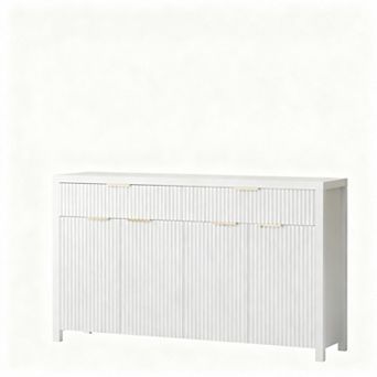 55" Fluted Wood Sideboard with Adjustable Shelves