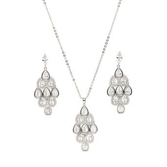 AGP PARIS Pearlescent Waterfall Necklace and Earrings Set