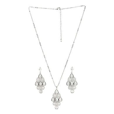 AGP PARIS Pearlescent Waterfall Necklace and Earrings Set
