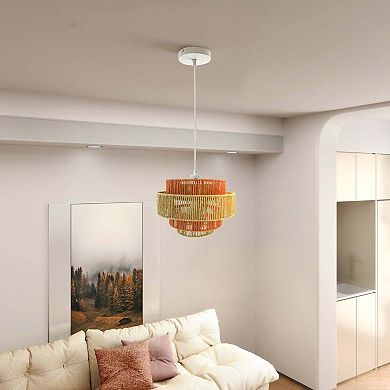 ELEMENT ACE Modern Paper String Weave Pendant Lamp with Warm Lighting