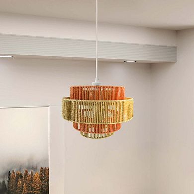 ELEMENT ACE Modern Paper String Weave Pendant Lamp with Warm Lighting