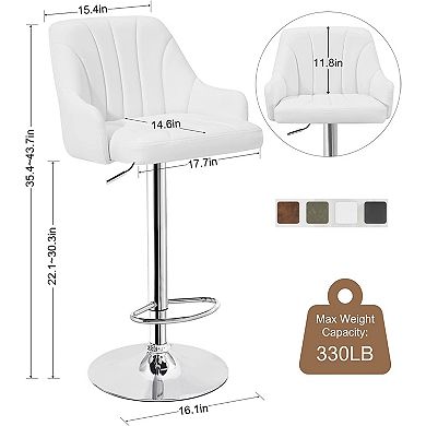 4-Piece Adjustable Bar Stools with PU Leather, Modern Design, Swivel, Height Adjustable