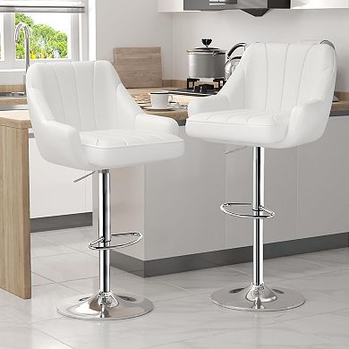 4-Piece Adjustable Bar Stools with PU Leather, Modern Design, Swivel, Height Adjustable