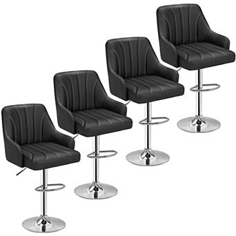 4 pc Adjustable Bar Stools with PU Leather, Modern Design, Swivel, Height Adjustable