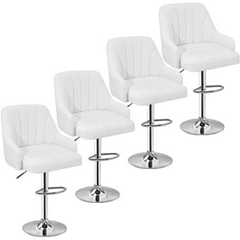 4 pc Adjustable Bar Stools with PU Leather, Modern Design, Swivel, Height Adjustable