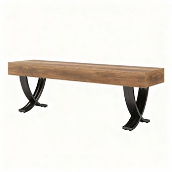 55-Inch Rustic Industrial Bench, Multi-Use, Comfortable Seating