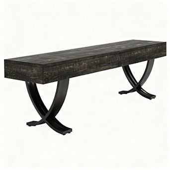 55-Inch Rustic Industrial Bench, Multi-Use, Comfortable Seating