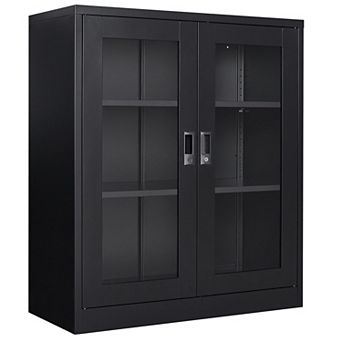 36" Metal Storage Cabinet with Adjustable Shelves and Lock