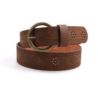 AGP PARIS Silver Contemporary Designer Round Buckle Belt