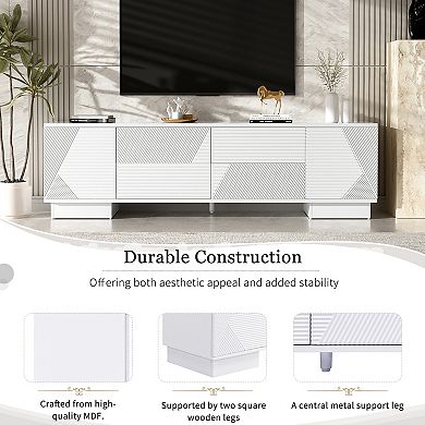 CEWOR 70.8" Modern TV Stand, Media Console with 2 Cabinets & 4 Drawers