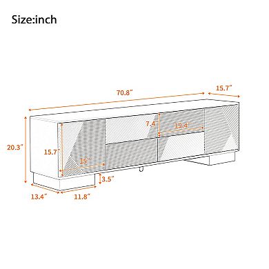 CEWOR 70.8" Modern TV Stand, Media Console with 2 Cabinets & 4 Drawers