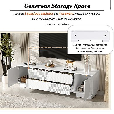 CEWOR 70.8" Modern TV Stand, Media Console with 2 Cabinets & 4 Drawers