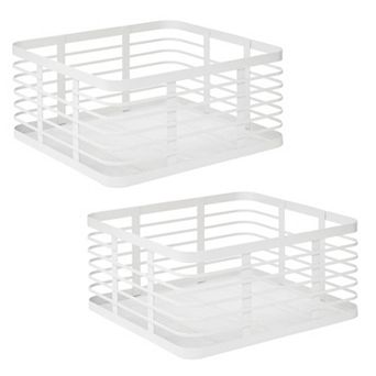 Metal Pantry Basket with Handles - Set of 2 - Matte White