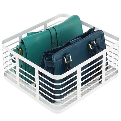 Metal Pantry Basket with Handles - Set of 2 - Matte White