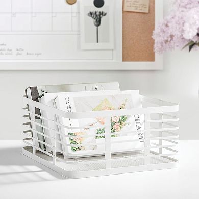 Metal Pantry Basket with Handles - Set of 2 - Matte White