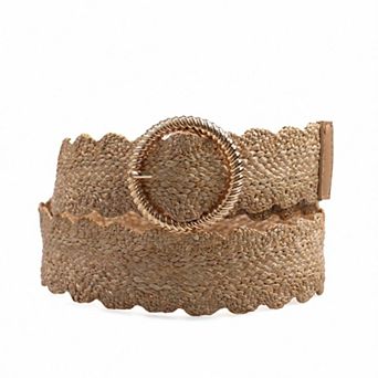 AGP PARIS Beige Chic Elastic Round Buckle Belt