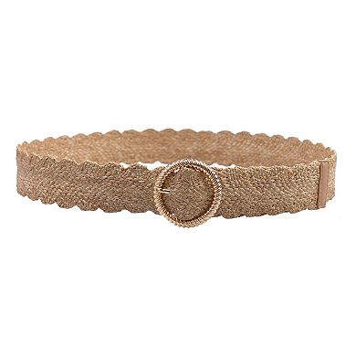 AGP PARIS Beige Chic Elastic Round Buckle Belt