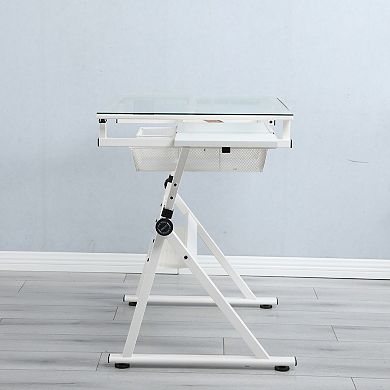 GOODSILO Adjustable Tempered Glass Drafting and Printing Desk Set