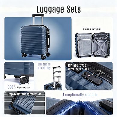 3 Piece Hard Shell Luggage Set with TSA Lock and Spinner Wheels