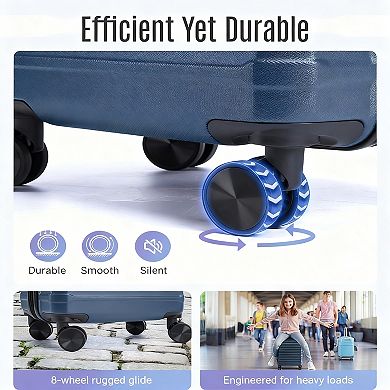 3 Piece Hard Shell Luggage Set with TSA Lock and Spinner Wheels