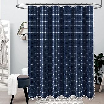 Boho Farmhouse Shower Curtain With Tassels
