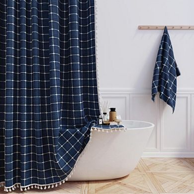 Boho Farmhouse Shower Curtain With Tassels