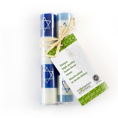 Shabbat Star of David Painted Candles