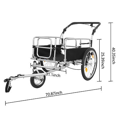 ELEMENT ACE Heavy-Duty 3-in-1 Convertible Bike Cargo Trailer with Stroller and Pull Cart