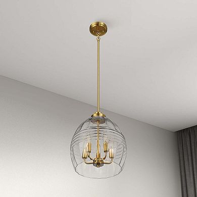 ELEMENT ACE Modern Hanging Pendant Light Fixture with Clear Glass and Brass Finish