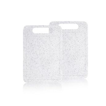 2 pc Non-Slip Cutting Board Set with Juice Grooves, 6"x10", White, Dishwasher Safe