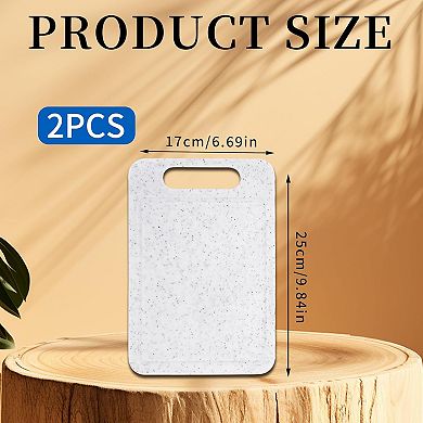 2-Piece Non-Slip Cutting Board Set with Juice Grooves, 6"x10", White, Dishwasher Safe