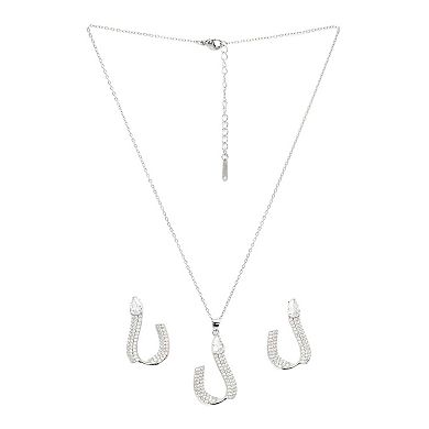 AGP PARIS Shimmering Charm Horseshoe Earrings and Necklace Set