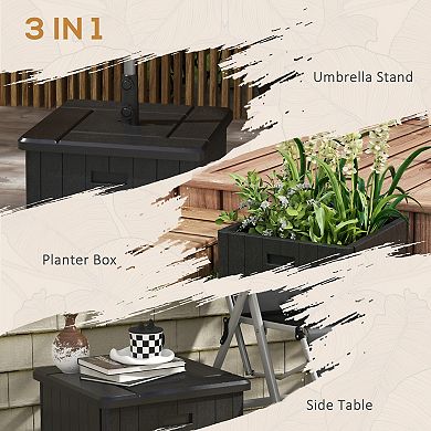 3-in-1 Outdoor Umbrella Base, Flower Box Planter with Drain Hole