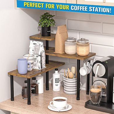 3-Tier Rustic Corner Shelf for Kitchen & Bathroom Organization