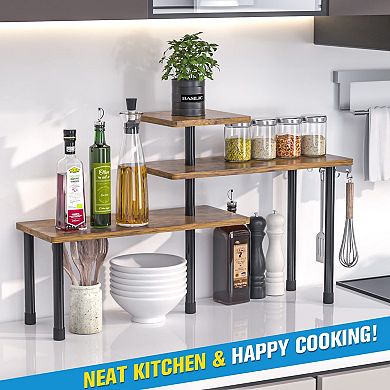 3-Tier Rustic Corner Shelf for Kitchen & Bathroom Organization