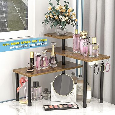 3-Tier Rustic Corner Shelf for Kitchen & Bathroom Organization