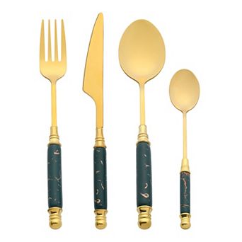 4 pc Silverware Set Stainless Steel Flatware Set for 1 Texture Modern Cutlery Set