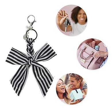 Fashion Bow Scarf Handbag Charm Black White 1Pc