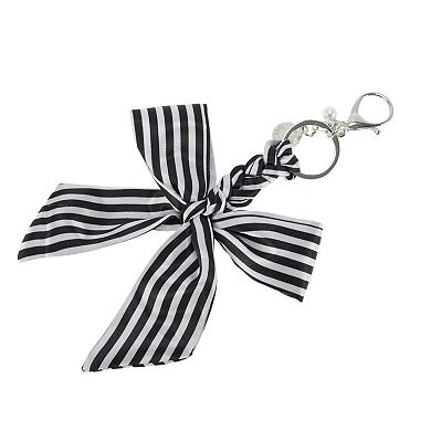 Fashion Bow Scarf Handbag Charm Black White 1Pc