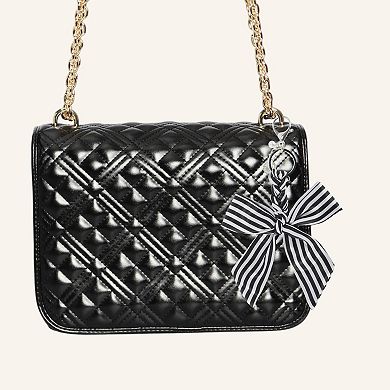 Fashion Bow Scarf Handbag Charm Black White 1Pc