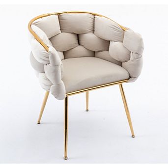 GOODSILO Modern Velvet Accent Chair with Gold Metal Legs Home Living Room Seating