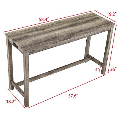 Merax Industrial Style Bar Table & 3 Stool Set Imitation Wood Grain Space Upholstered Stools