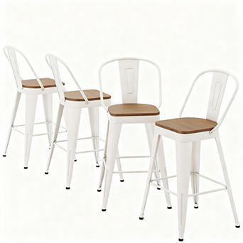 24" Counter Height Metal Bar Stools, High-Back, Stackable, 330 lbs Capacity